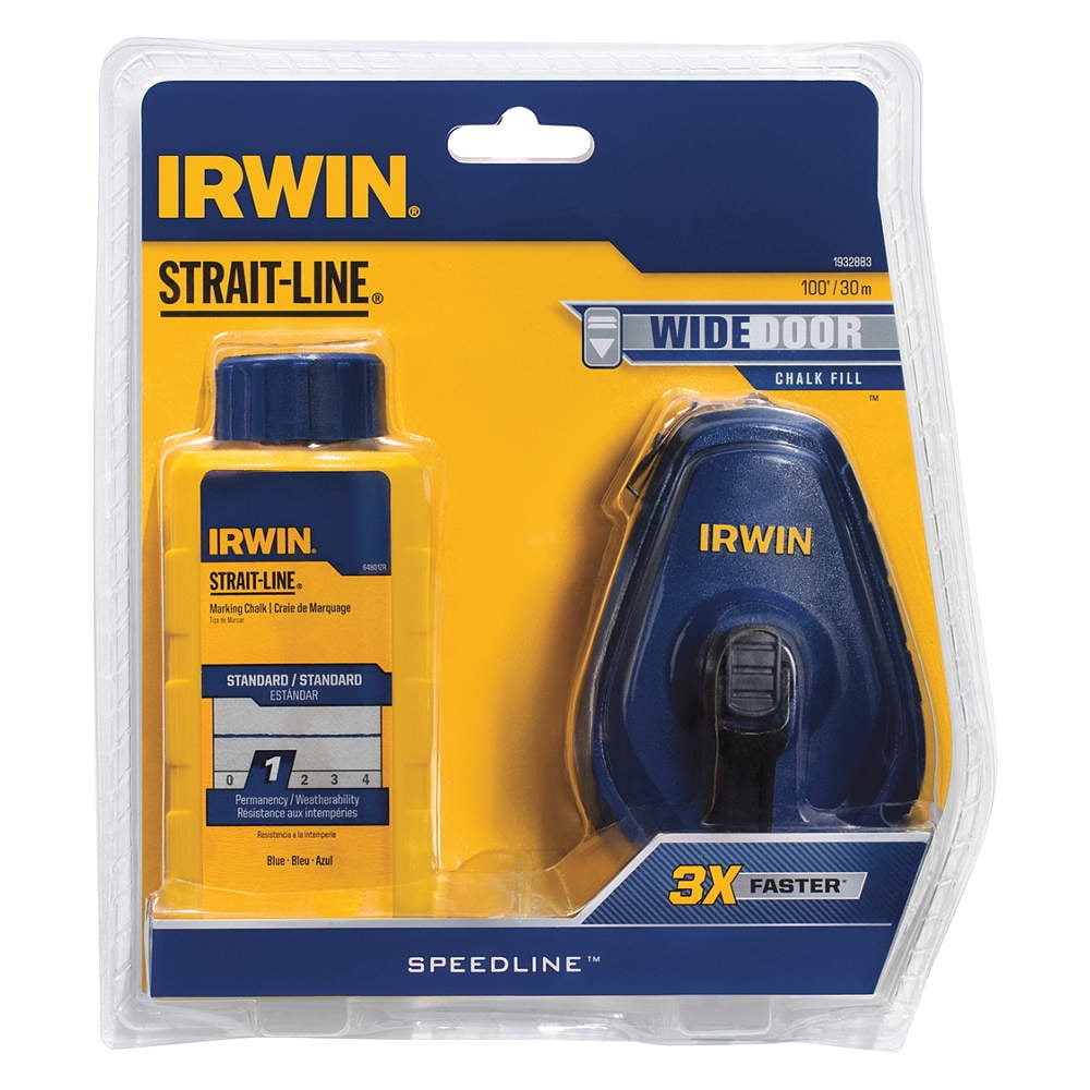 IRWIN Industrial Tool 1932883 Chalk Line Reel Kit, Blue, 100 ft