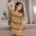 thumbnail image 3 of Zufioo Aztec Print Women's Nightgown, Round Neck Short-sleeved Pajamas, Home Wear Suitable for Home and Outing, 3 of 6