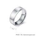 thumbnail image 2 of PAMTIER Unisex Tungsten Steel 8MM Simple Classic Mirror Polished Pipe Cut Thin Beveled Edge Couple Ring Wedding Band Silver Size 9, 2 of 6
