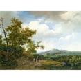 thumbnail image 2 of Marinus Adrianus Koekkoek 14x11 Black Ornate Wood Framed Double Matted Museum Art Print Titled: Figures on a Sandy Track in a Hilly Landscape (1858), 2 of 5