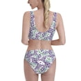 thumbnail image 3 of Picia Lavender Flowers Women's High Waisted Bikini Scoop Neck Swimsuit Two Pieces Bathing Suit-X-Large, 3 of 8