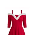 thumbnail image 3 of Qiylii Women Christmas Dress Off-the-shoulder Plush Deep V-neck Spaghetti Dress, 3 of 6