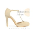 thumbnail image 3 of BLISSFUL STEP Women's Mary Jane Stiletto Heel T-Strap Dress Pumps Beige 6.5, 3 of 6