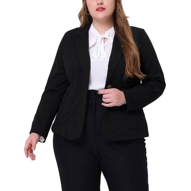Blazer de talgrande pamujer, chaquede trabajo, solade muesca, botones, chaquetas frontales Negro 3XL