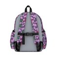 thumbnail image 3 of Purple Butterfly Pattern Cute School Backpack with Padded Back and Adjustable Shoulder Straps 13.4"x11"x4.7", 3 of 5