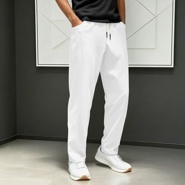 Men's Casual Pants Business Style Tailored Flat Front Trousers For Everyday Comfort And Ready Performance