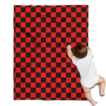 Red and Black Checkered Pattern Blanket,Comfortable Soft Flannel Throw Blanket,All Season,Warm Lightweight Blankets for Sofa Bed Couch Living Room Chair,30"x40"