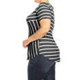 thumbnail image 3 of Women's Plus Size Round Scoop Neck Striped Tunic Top T-Shirt Short Sleeve, 3 of 4