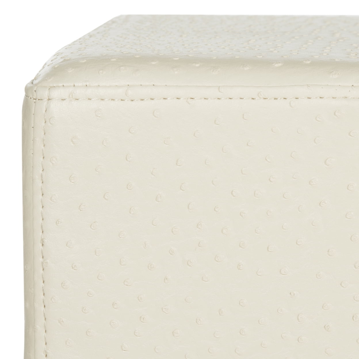 SAFAVIEH Julian Faux Ostrich Tray Ottoman/Coffee Table, Creme/Gold
