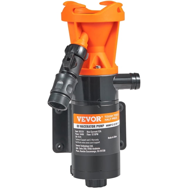 Bomba maceradora RV VEVOR 12 V 12 GPM con cable de alimentación de 7 pies y elevador de 10 pies
