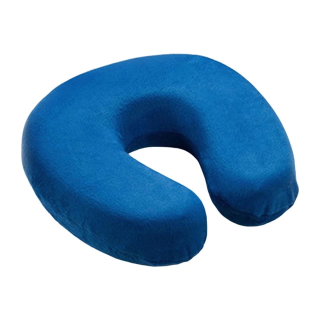 Almohada de viaje con funda extraíble, ligera y suave, con soporte para la cabeza y el cuello y espuma viscoelástica. Azul oscuro