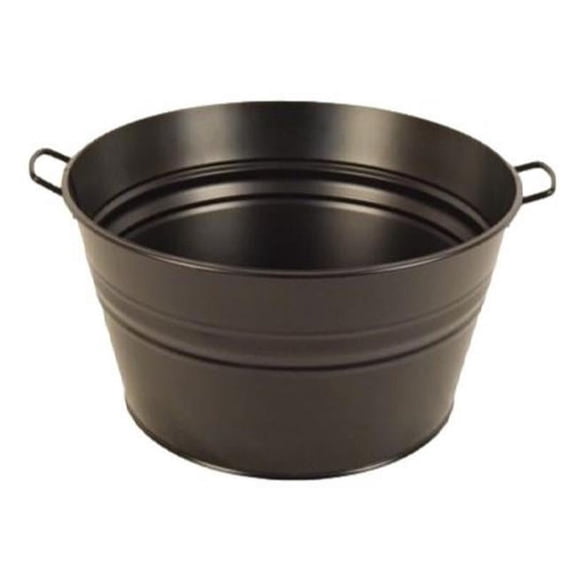 HIT Corp. 6087E DGRY Enameled Galvanized Steel Tub, Planter, Beverage Tub, Dark Gray, Granite color.