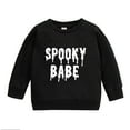 thumbnail image 2 of Ydojg Long Sleeve Tops For Kids Toddler Newbornbaby Boy Girl Shirts Letter Print Pullover Black Sweatshirt Tops Fall Outfit Casual Clothes, 2 of 8