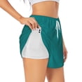 thumbnail image 2 of Haiem Teal Women's 2 in 1 Running Shorts - Lightweight Athletic Workout Gym Yoga Breathable Sports Shorts Liner with Phone Pockets-Large, 2 of 9