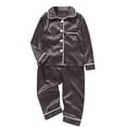 thumbnail image 3 of YYDGH Matching Jammies for Families Pajamas Sets Two-Piece Pj Sets Long Sleeve Sleepwear Satin Soft Button Down Loungewear Set, 3 of 7