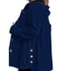thumbnail image 3 of Chaqueta de Otoño para Mujer con Capucha, Informal, con Botones, Larga, Holgada, de , con Bolsillos. Azul Marino L, 3 of 7