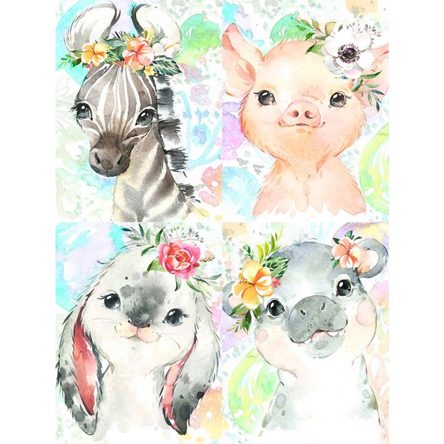 Pintura de diamante (DE5853) Acuarela Animal Square 5D DIY Picture Crafts 20X30cm Hugtrwg Para estrenar