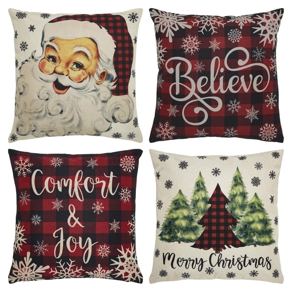 Buffalo Check Christmas Pillow Cover Set of 4 18Lx18W