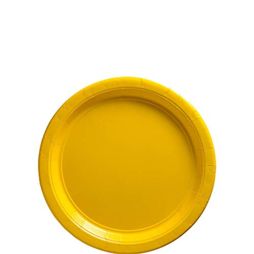 Amscan 640011.09 Yellow Sunshine Big Party Pack Paper Plates, 6 3/4" 50 Ct.