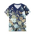 thumbnail image 1 of Vedolay Shirt Womens Summer Tops Casual V Neck T Shirts Short Sleeve Shirts Loose Fit Flowy,Navy XXL, 1 of 3