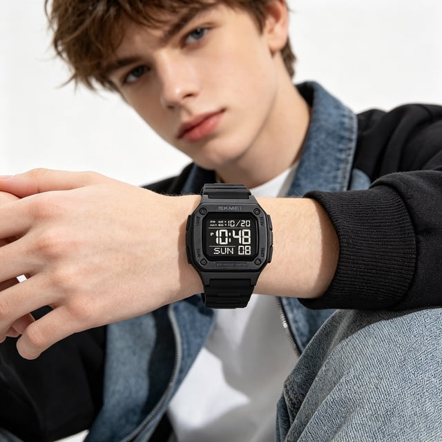 Reloj Deportivo Digital con Función Luminosa Nocturna, Sumergible 50m, Cronómetro, Alarma, Correa de Silicona, Uso Casual al Aire Libre para Hombres, Mujeres, Jóvenes y Estudiantes
