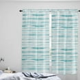 thumbnail image 4 of Teal Striped Kitchen Curtains 84 Inch Length, Farmhouse Curtains & Drapes, Watercolor Teal White Stripes Rod Pocket Window Curtains for Living Room/Bedroom/Bathroom, 52" x 84", 2 Panels, 4 of 5