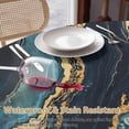 thumbnail image 4 of Abstract Marble Texture Round Tablecloth 54 inches Teal Gold Black Modern Art Waterproof Oil-Proof Table Cloth Round Table Cover for Holiday Party Picnic Dinner Decor Indoor and Outdoor Use, 4 of 9