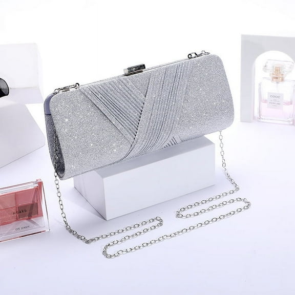 Girl Silver Envelope Clutch Bag, Women's Silver Envelope Evening Clutches Wedding, Prom, And Party Purse- Silver