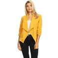 thumbnail image 5 of Women's Casual Fitted Blazer Draped Open Front with Ruched 3/4 Sleeves (S-3XL), 5 of 5