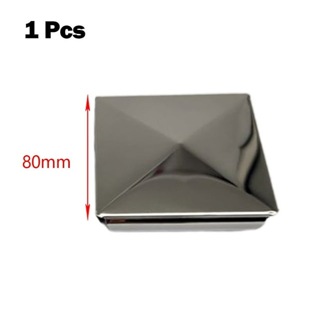 GLFILL 1pc Square Post Cap Stainless Steel To Steel Galvanized Cover Pyramid Shape Cap Home Garden Column Decoration Supplies 1pcs 80mm