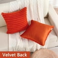 thumbnail image 2 of SURJDE Burnt Orange Striped Decorative Throw Pillow Covers 20x20 Inch Set of 2,Square Fall Decorations Couch Pillow Case,Soft Cozy Faux Rabbit & Velvet Back,Modern Home Decor for Bed, 2 of 6