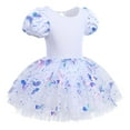 thumbnail image 2 of IBTOM CASTLE Girls Ballet Leotards Dance Wear Butterfly Shiny Sequins Dance Tutu Dress Puff Sleeve Keyhole Back Ballerina Costume 3-4 Years White, 2 of 8