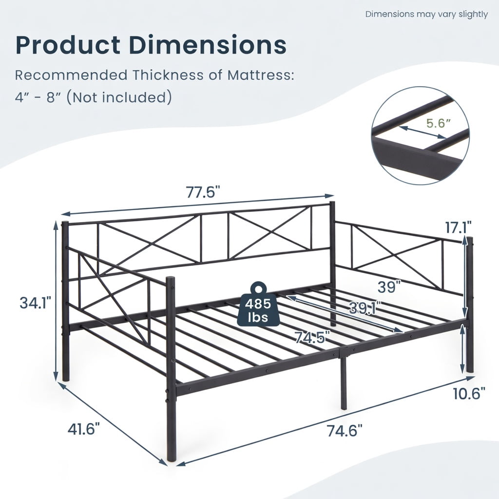 Barara King Bed Frames, Platform Bed Frame, Twin Size Platform Bed with Heavy-duty Metal Slat Support-Black