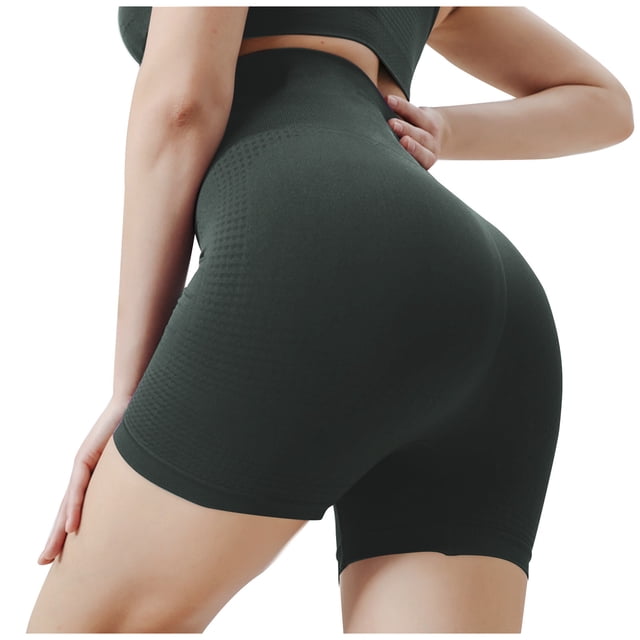 Timegard Bike Shorts for Women High Waist Slim Stretch Comfy Workout Running Yoga Shorts Solid Color