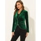 thumbnail image 3 of Chaqueta de traje de manga larga con solapa con muescas y un botón de terciopelo para mujer Verde oscuro L, 3 of 5