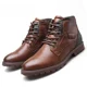 thumbnail image 4 of Botas de tobillo de cuero Retro para Hombre, Zapatos altos, zapatos informales de trabajo al aire libre para invierno, Botas de moto Punk para Hombre, Botas de talla grande para Hombre, 4 of 5