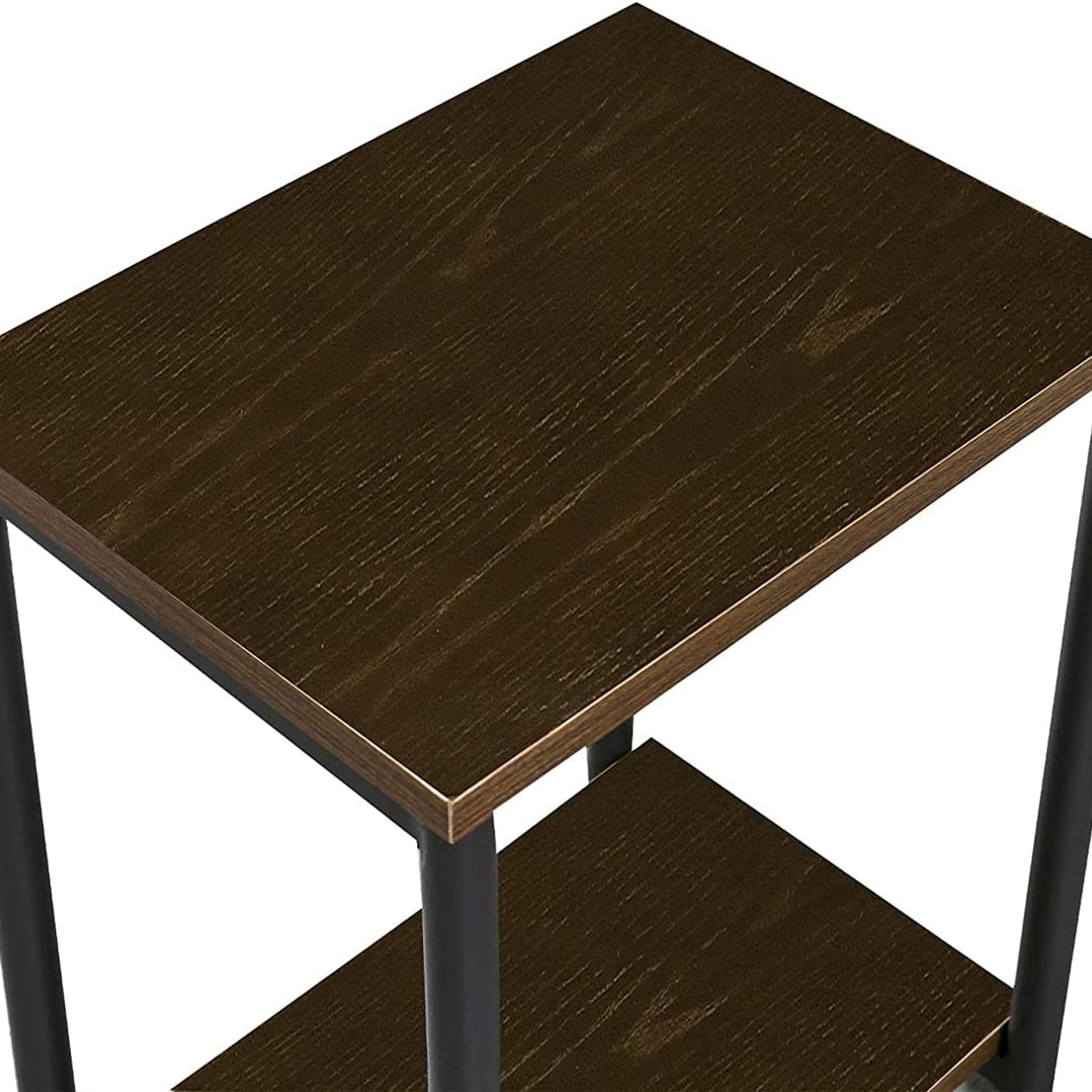 Resenkos Set of 2 Portable Coffee Tray Side End Table with Open Storage Shelf, Laptop Holder Table Workstation for Beside Bed Sofa, Brown Nightstand for Bedroom, Living Room