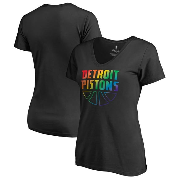 Women's Black Detroit Pistons Team Pride Wordmark V-Neck T-Shirt
