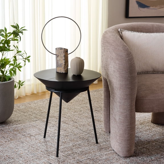 Safavieh Apuline Modern Metal Round End Table, Black