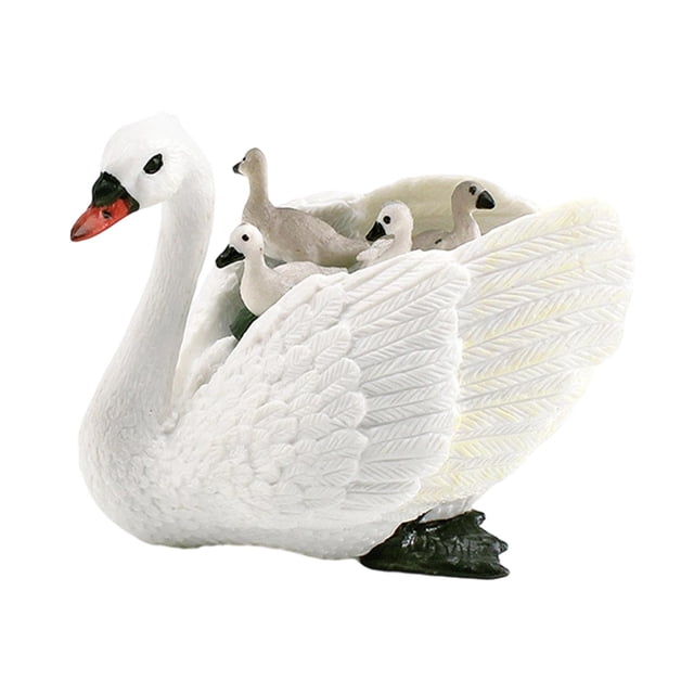 simhoa Goose Statue Collection Swan Figurine for Bookshelf Swimming Pools Fireplace White