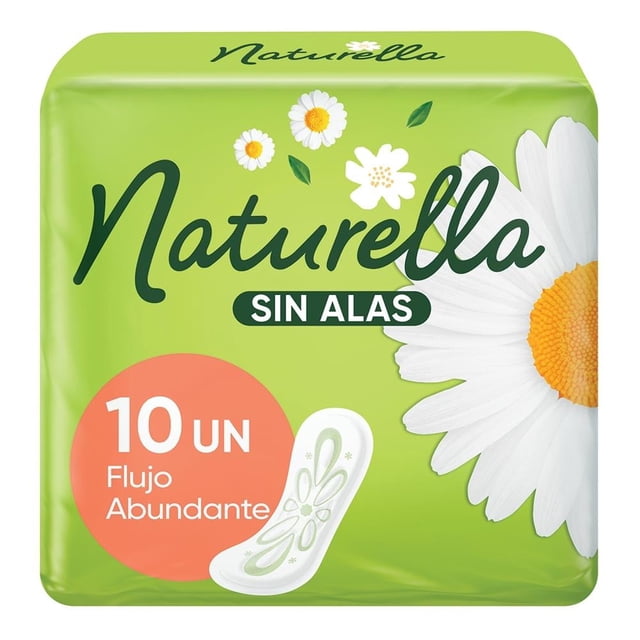 Toallas femeninas Naturella regulares flujo abundante sin alas 10 pzas