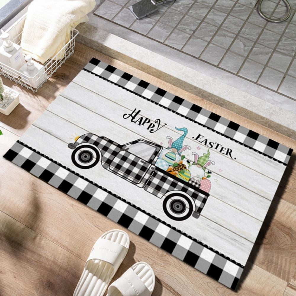 Cute Bunny Gnome Pattern Doormat, Easter Colorful Non Slip Soft ...