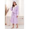 thumbnail image 2 of U2SKIIN Womens Hooded Fleece Robes, Soft Long Bathrobe Fluffy Warm Loungewear,(Purple Mel.2XL-3XL), 2 of 5