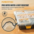 thumbnail image 2 of POWERTEC 2PKSmall Parts Organizer & Tool Box – 20 Compartments, IP65 Water & Dust Protection, Stackable Storage with Interlocking Latch, Removable Bin, Dividers, Clear Lid, Portable Design (72366-P2), 2 of 9