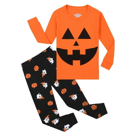 

SXIMEE Little Boys Long Sleeve Halloween Pajamas Sets Toddler Cotton 2-Piece Pjs Kids Tops and Pants Pumpkin Sleepwears