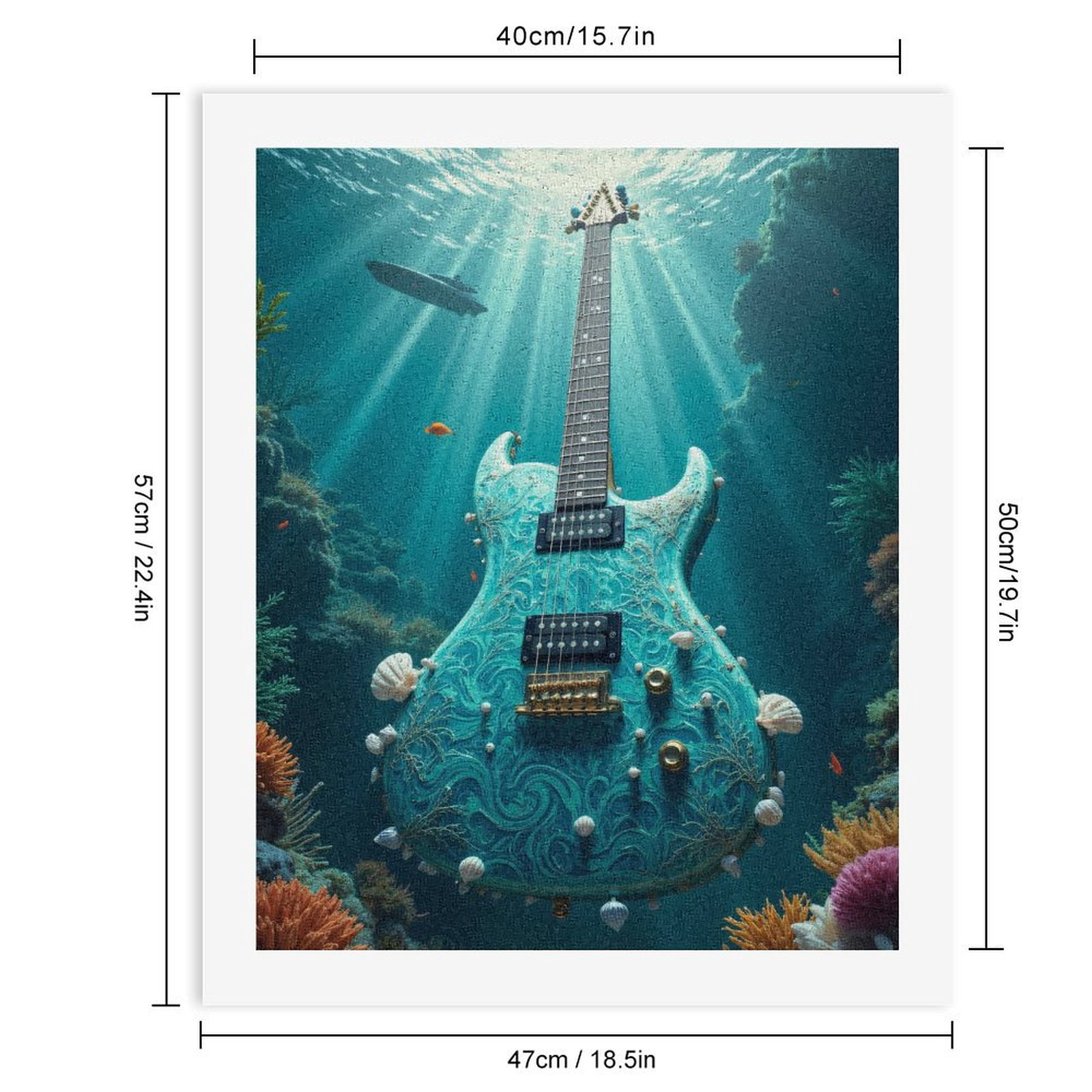 Paint By Numbers Kit for Adults Beginner - Underwater Guitar Fantasy DIY Canvas Painting Kits for Adults, Frameless Paint By Number for Adults for Home Wall Decor 16x20 Inch