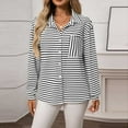 thumbnail image 4 of HAiming 3/4 Length Striped Button Blouses for Women Casual Long Sleeve Collared Office Work Dress Shirt with Pocket, 4 of 5