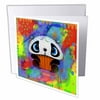 3dRose Cute panda cupcake abstract art in vivid colored background, Greeting Cards, 6 x 6 inches, set of 12