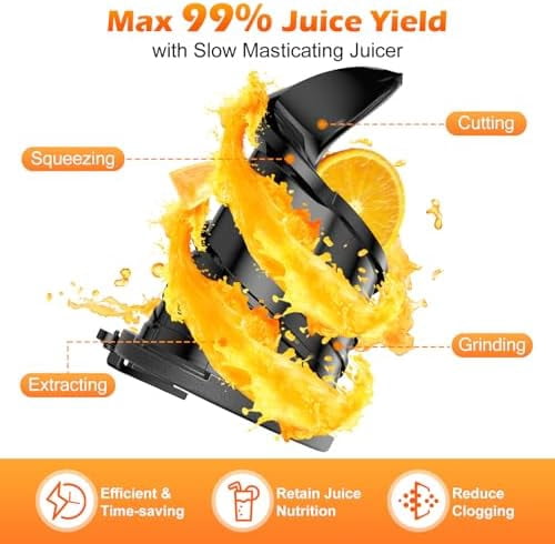 Juicer Machines with 5.8" Large Feed Chute, Cold Press Juicer for Whole Vegetables and Fruits 400W, Slow Masticating juicer Easy to Clean Juice Extractor Machine High Juice Yield