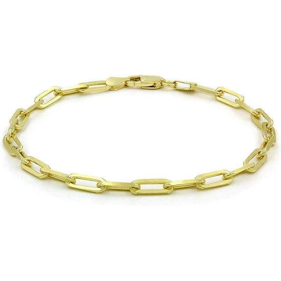 925 Sterling Silver Paper Clip 3.5mm Yellow Gold Plated High Polish Solid Cable Link Mens Womens Necklace, Bracelet, & Anklet Chain, Giorgio Bergamo 8